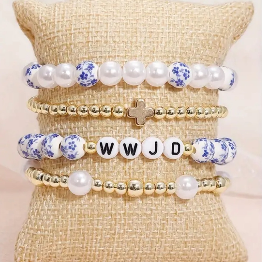 Graphic Beaded Bracelet WWJD